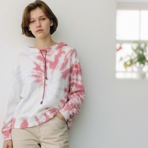 HelloNite Dark Rose Tie Dye Drawstring Sweatshirt
